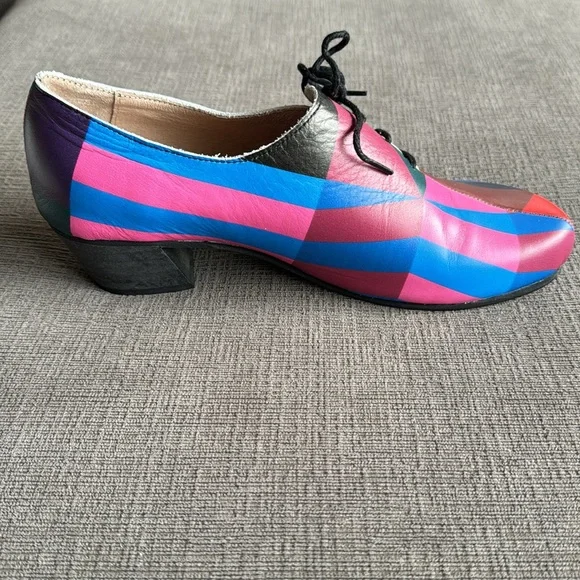 Handmade Colorful leather Lace-up Oxfords, size 39 - Picture 4 of 12